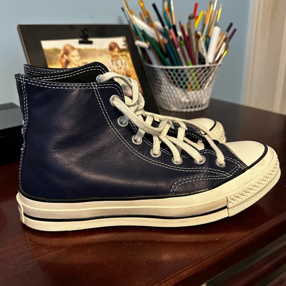 Converse Chuck 70 leather custom shoes in midnight navy blue - Picture 3 of 4